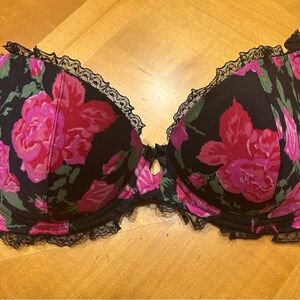 Floral Lace Trim Bra